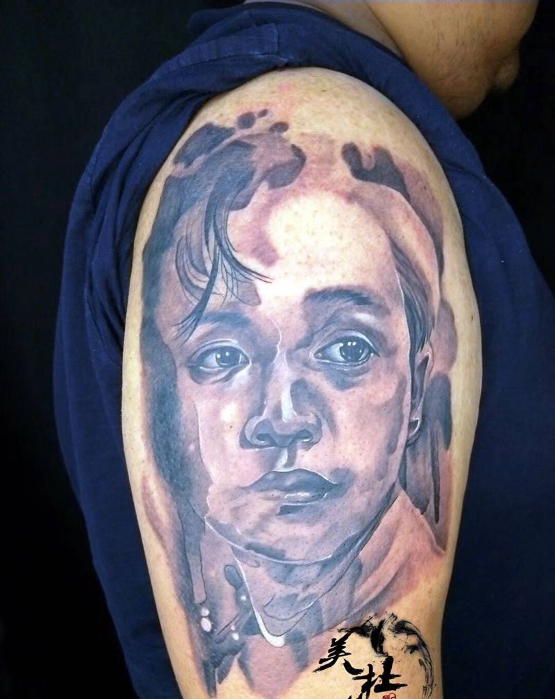 肖像。纹身图片_成品手臂肖像人物原创纹身图案