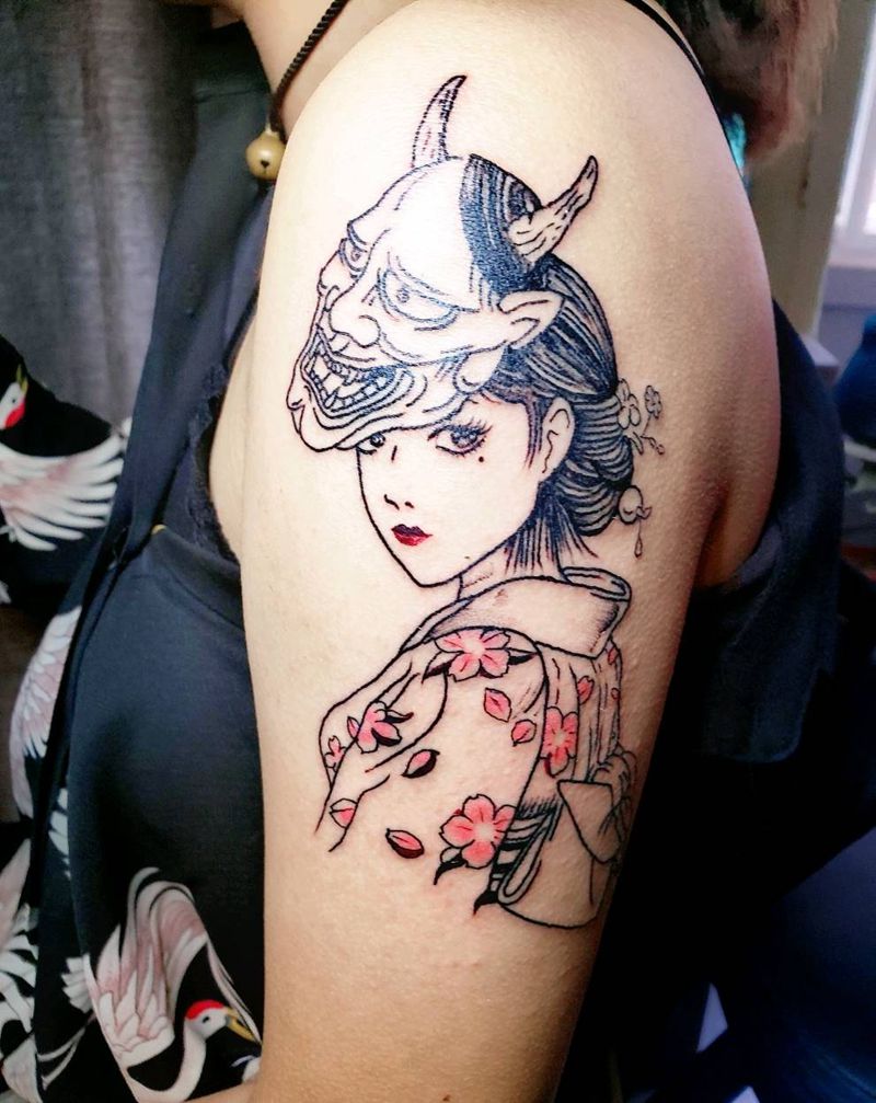 和风少女纹身图片