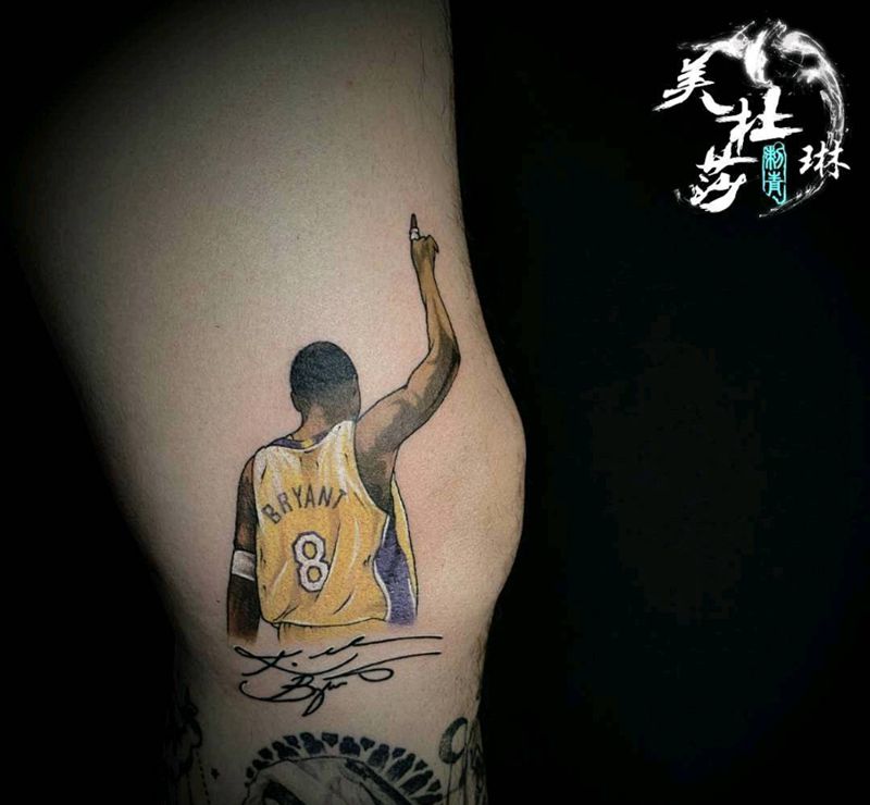 科比纹身图片_腿部纹身图案