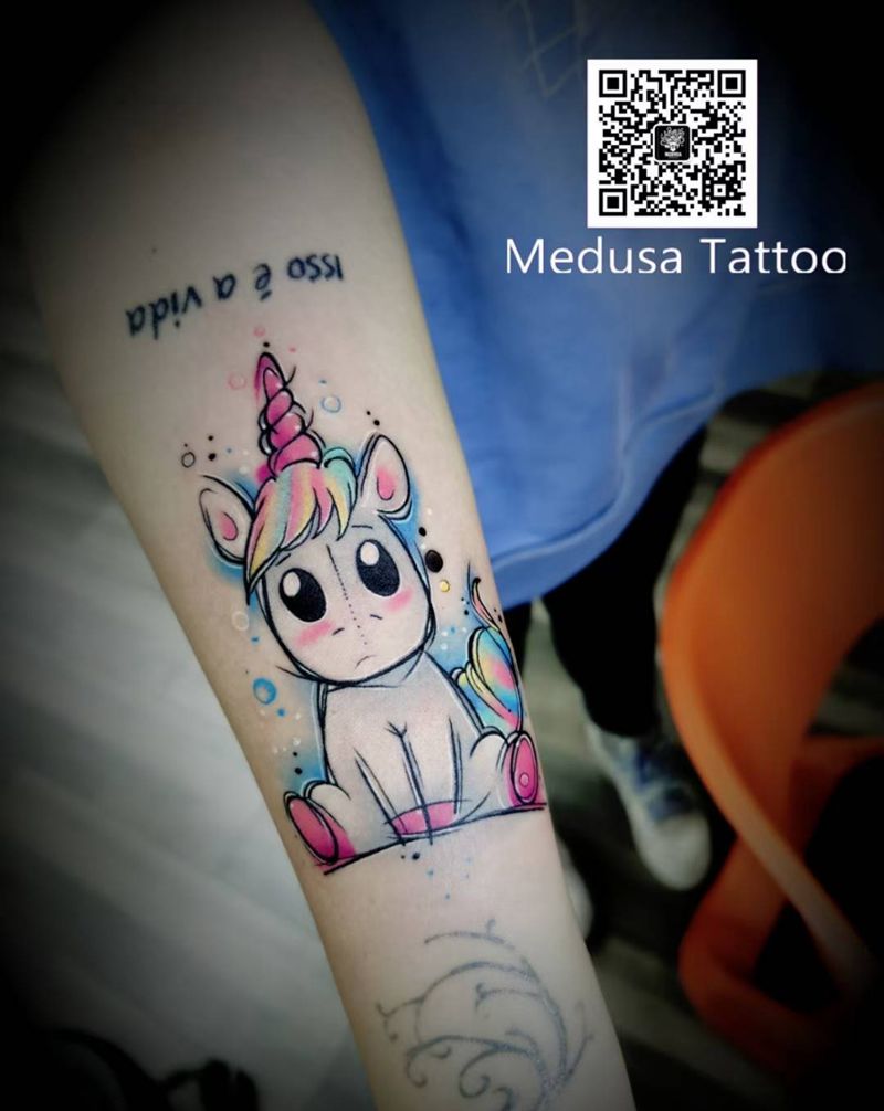 独角兽纹身图片_手臂纹身图案