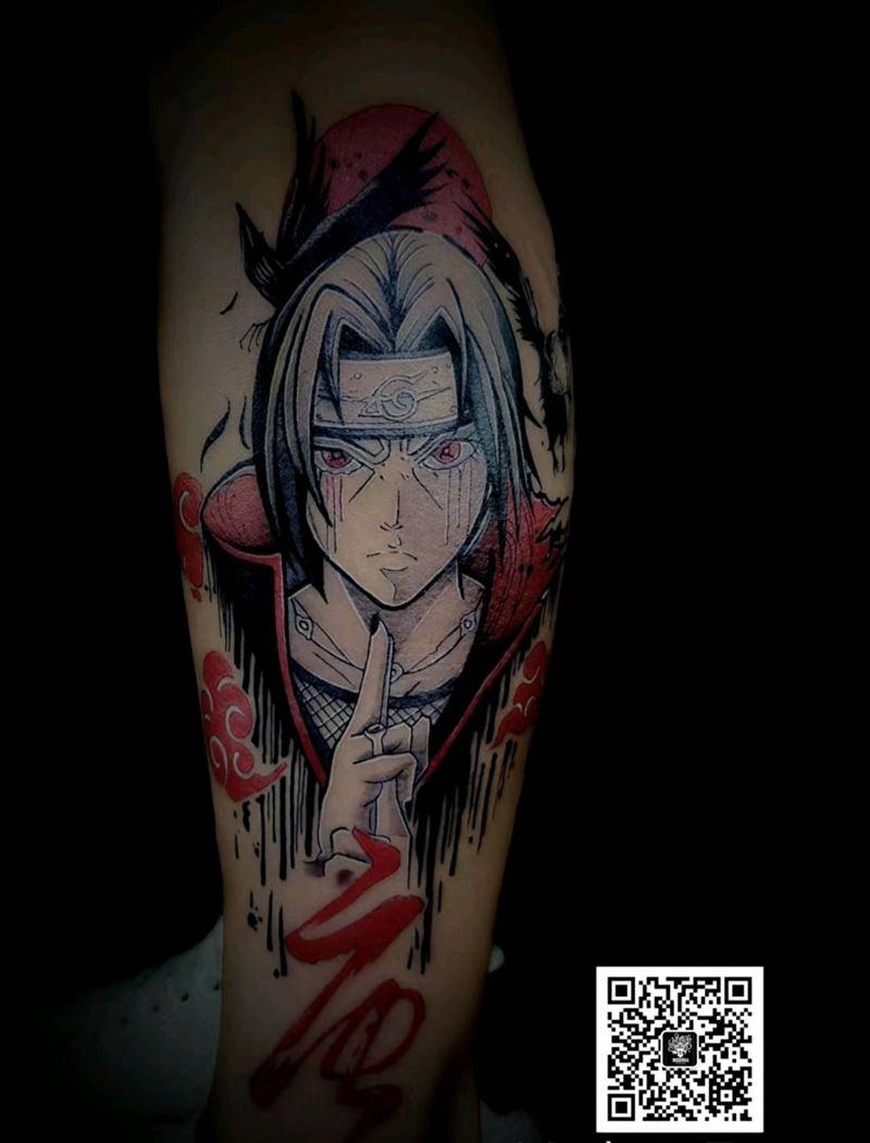 宇智波鼬纹身图片_腿部New School纹身图案