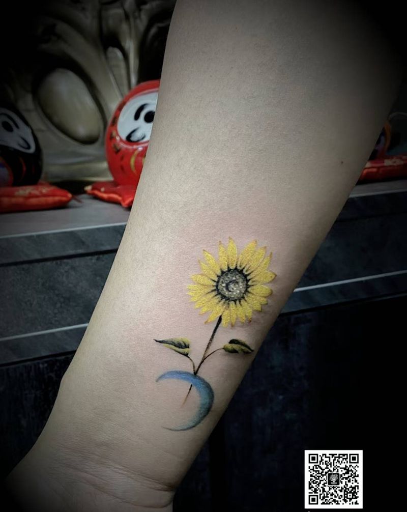 向日葵纹身图片_手臂纹身图案