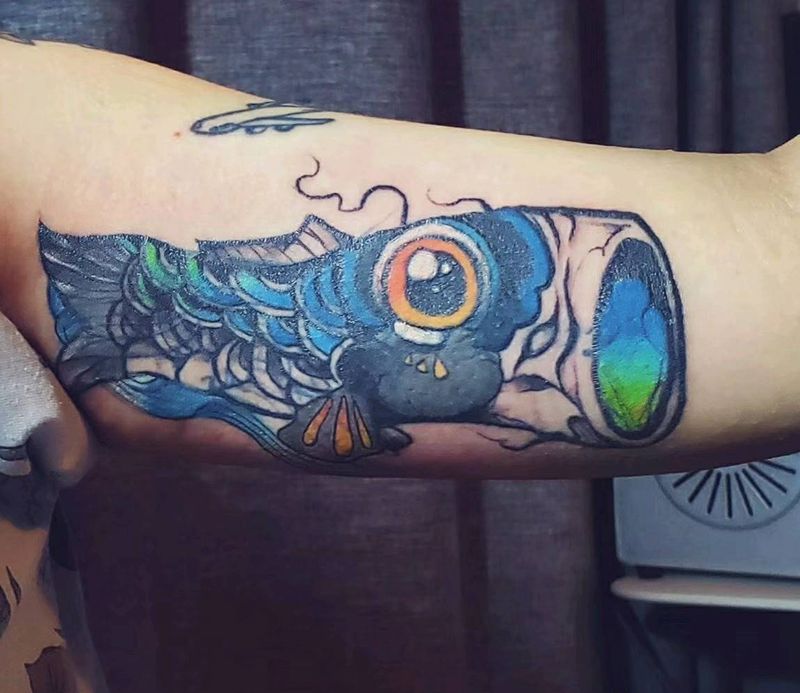 鲤鱼旗(遮盖)纹身图片_手臂新传统纹身图案