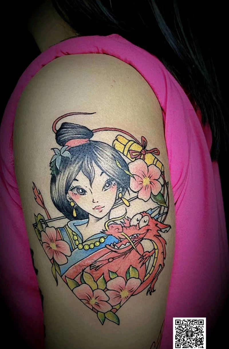 花木兰纹身图片_手臂New School纹身图案