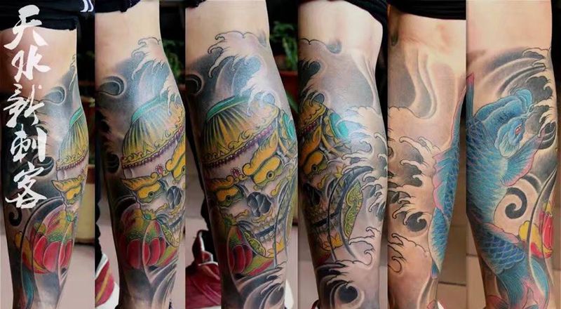 嘎巴拉包小腿纹身图片