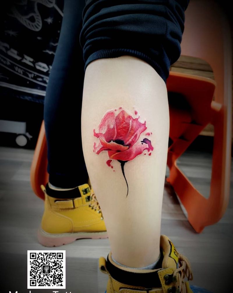 花纹身图片_腿部纹身图案