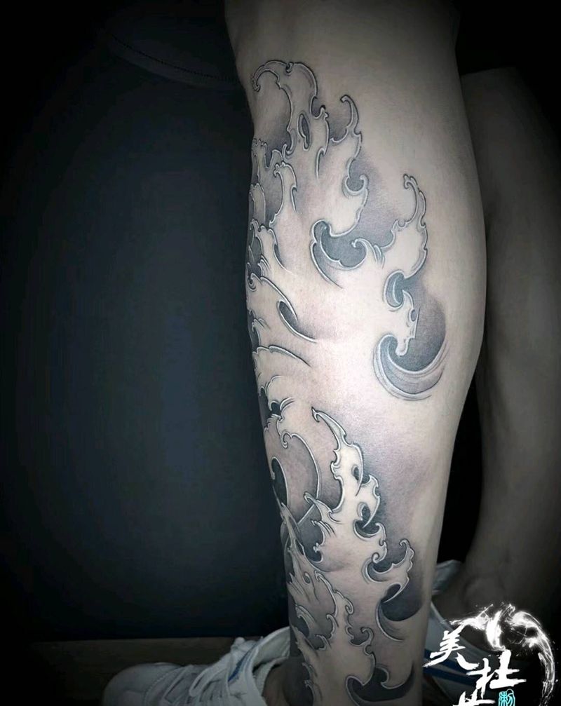 浪腿纹身图片