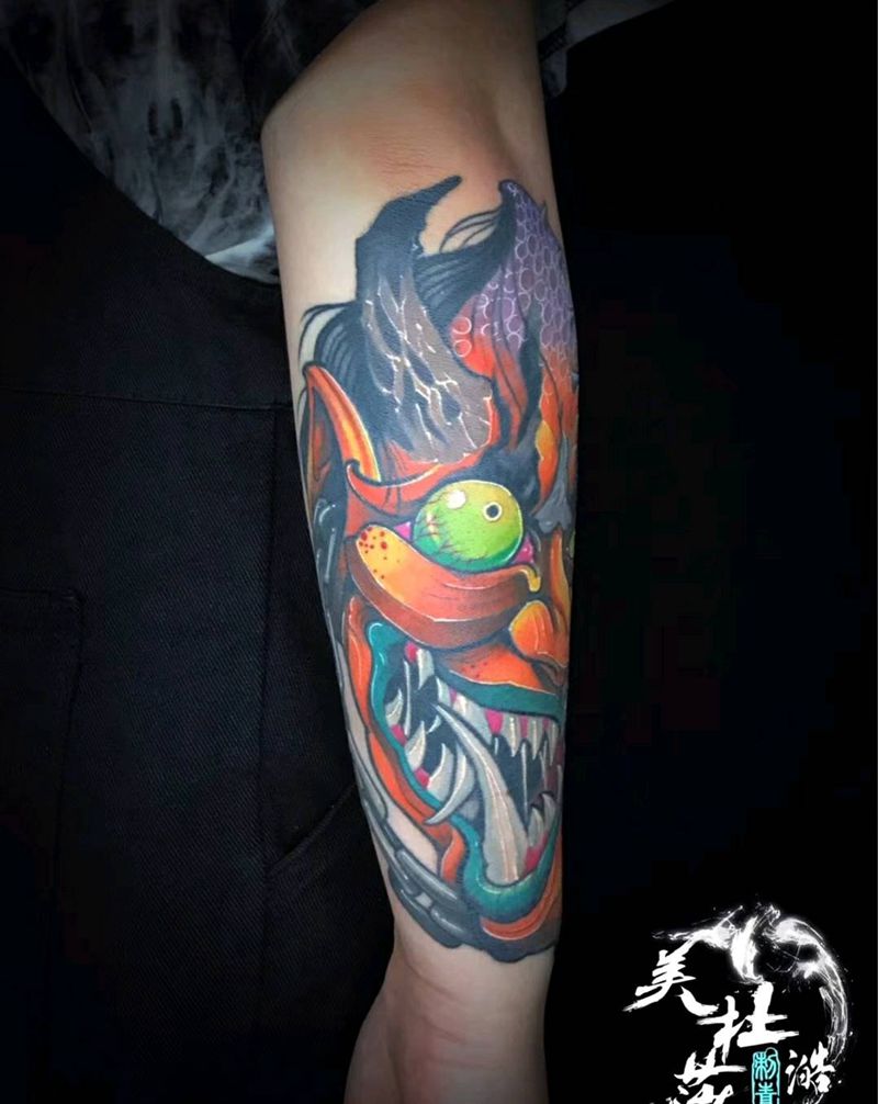 般若纹身图片_手臂New School纹身图案