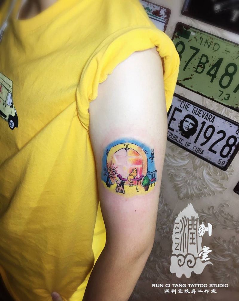 插画风格纹身图片_成品手臂手部清新几何动物原创植物纹身图案