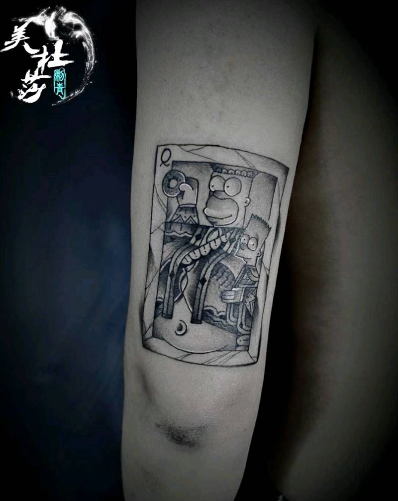 扑克牌纹身图片_手臂纹身图案