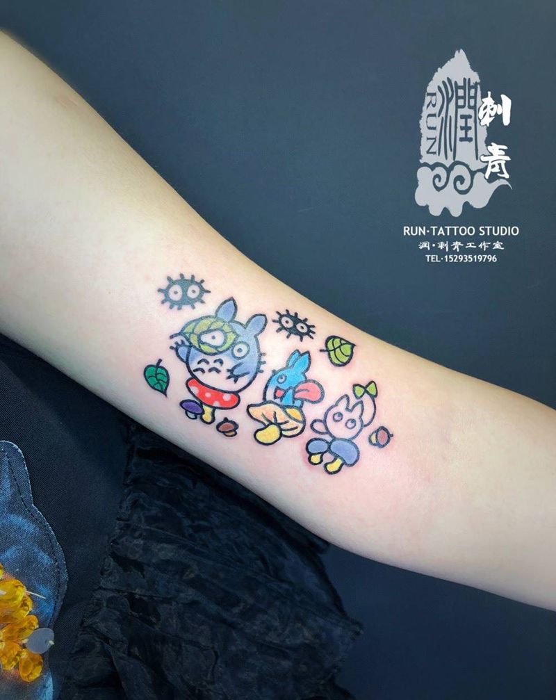 卡通纹身图片_成品手臂手部清新贴纸动物纹身图案