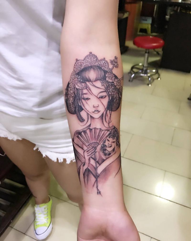 艺妓纹身图片