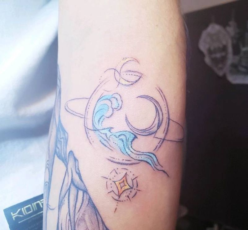 水星纹身图片_手臂几何纹身图案