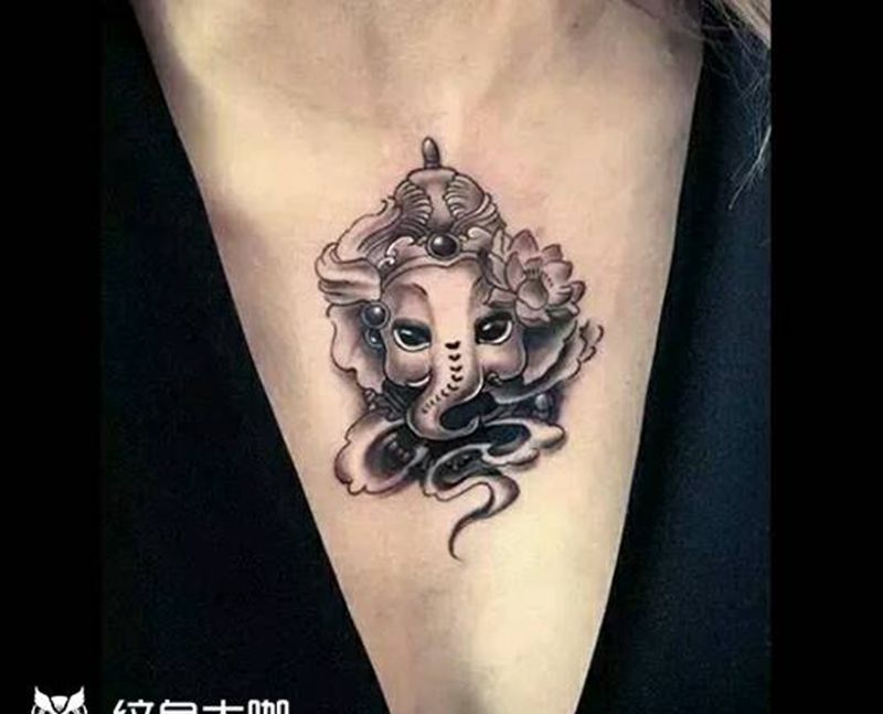 小可爱象神纹身图片_手臂传统鬼神纹身图案