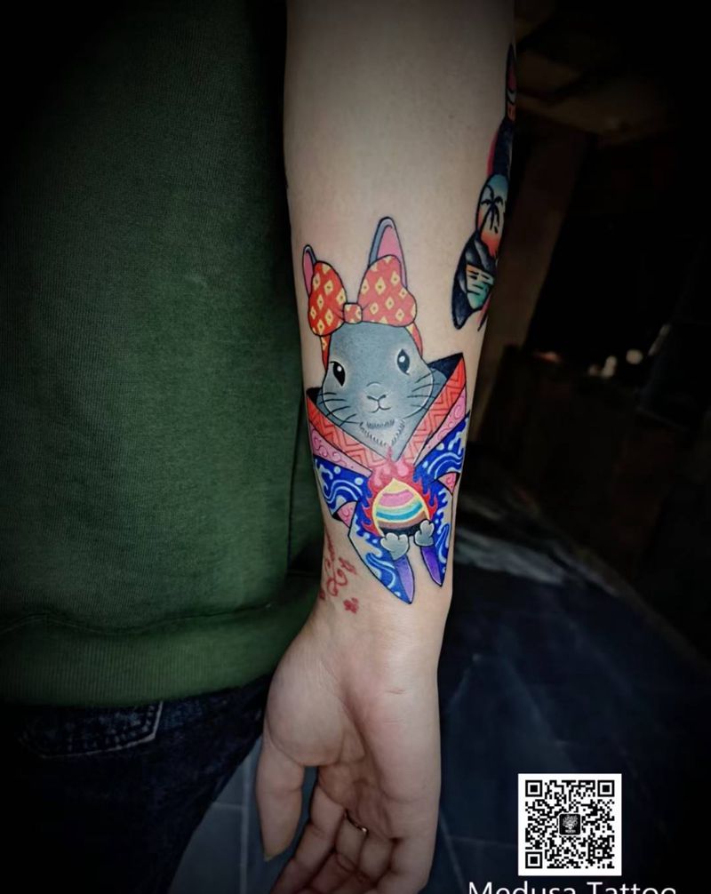 兔子纹身图片_手臂New School纹身图案