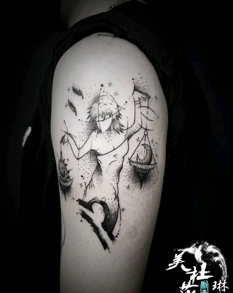 天秤座纹身图片_手臂纹身图案