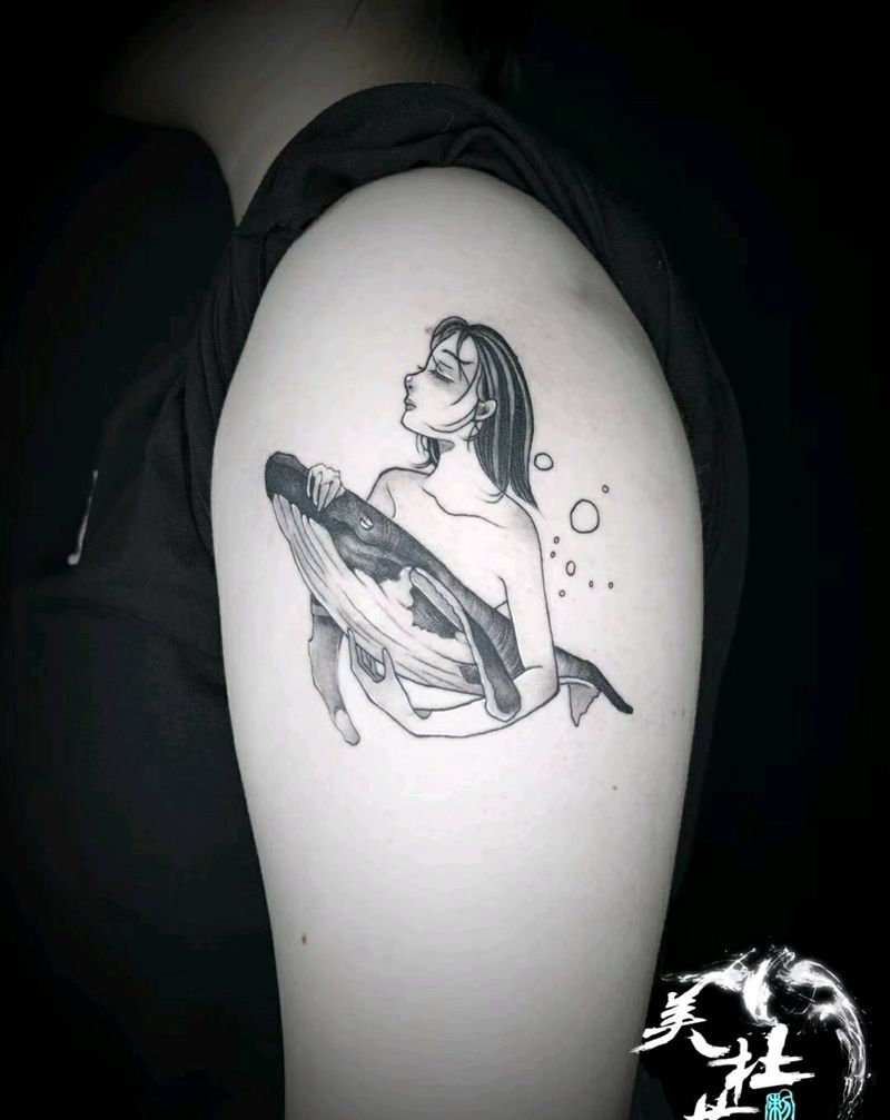 鲸鱼纹身图片_手臂纹身图案