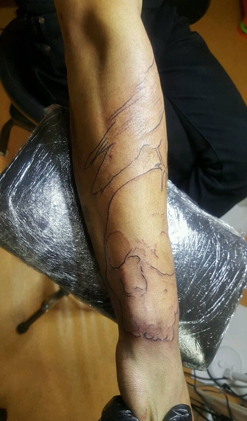 乌鸦骷髅纹身图片