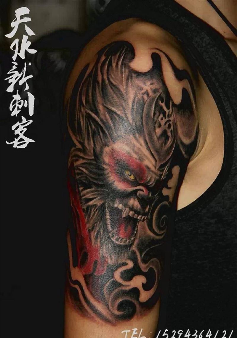 大臂猴子纹身图片