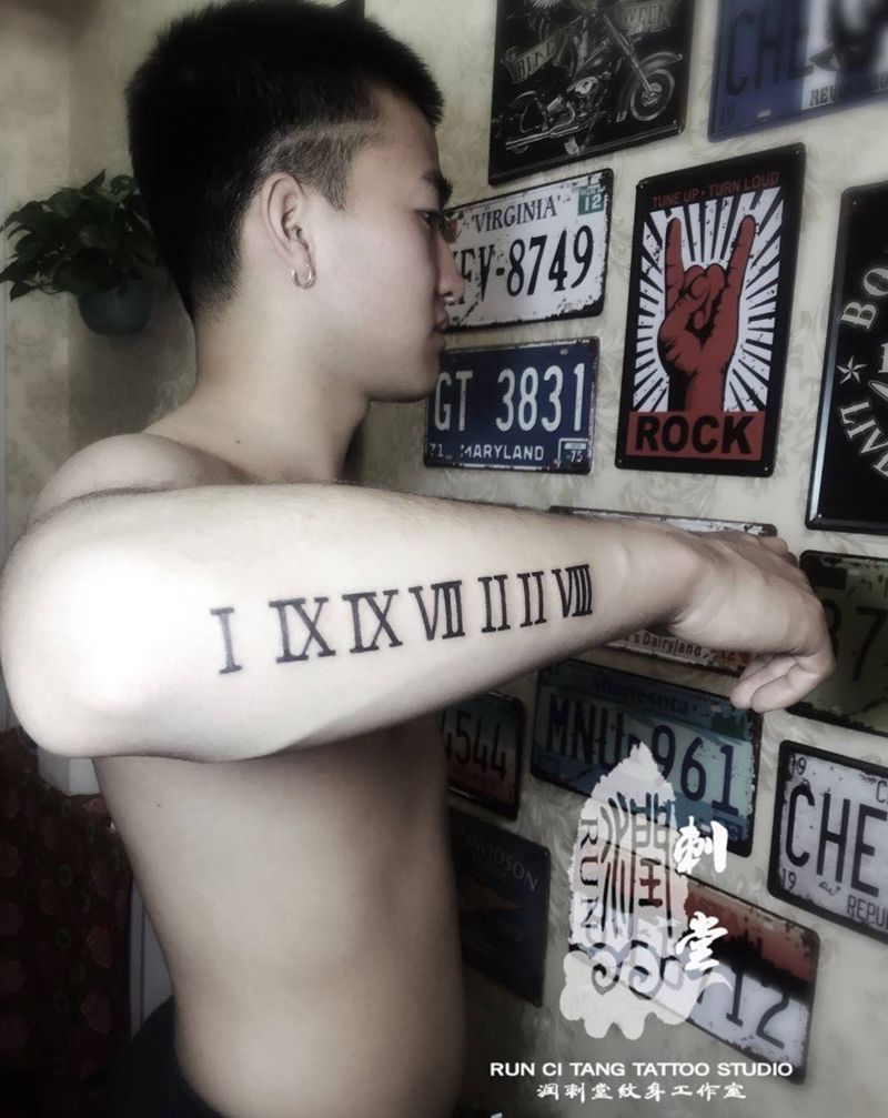 润刺青出品#罗马数字#纹身图片