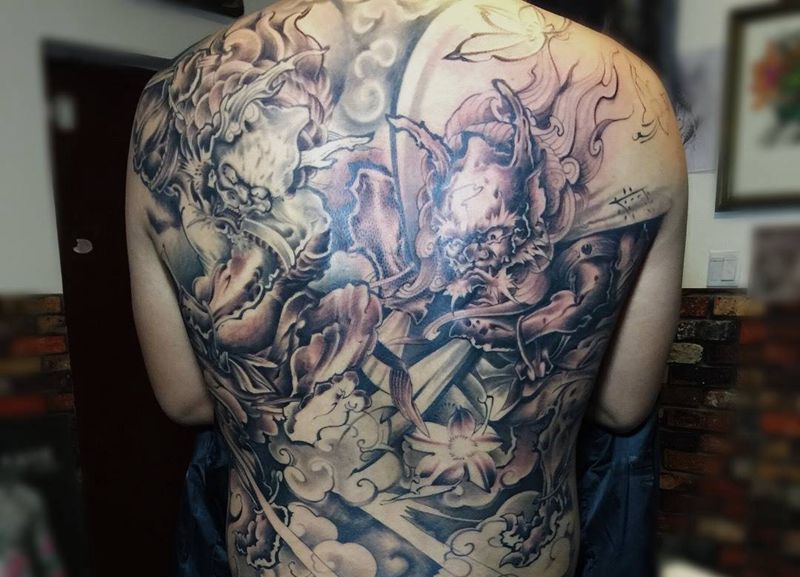 风雷神大满背纹身图片