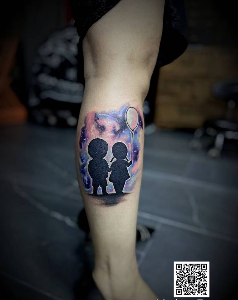 剪影纹身图片_腿部纹身图案