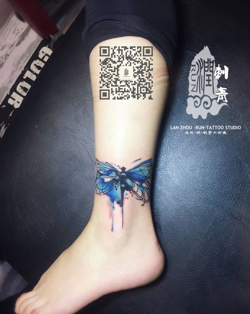 脚腕遮盖纹身图片_成品脚部腿部清新欧美动物纹身图案