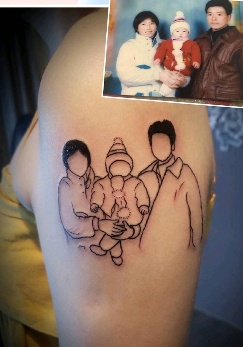 一家三纹身图片