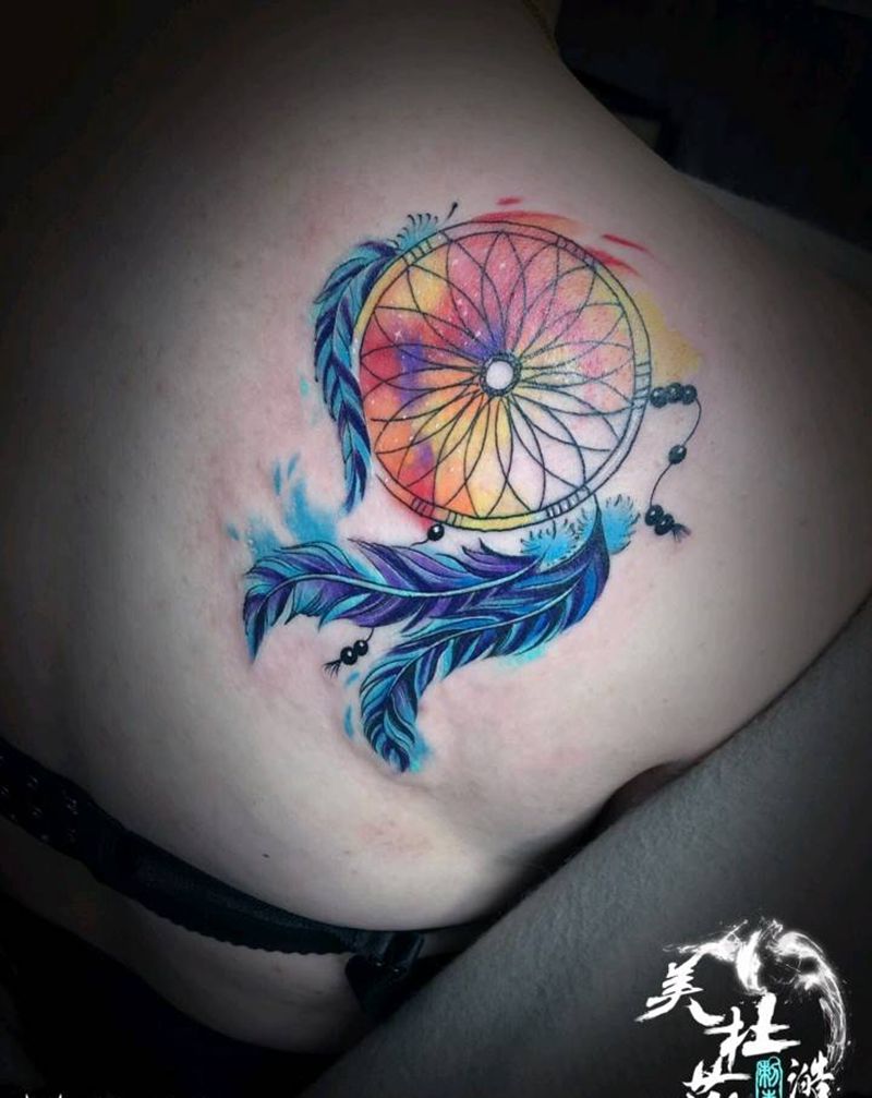 捕梦网纹身图片