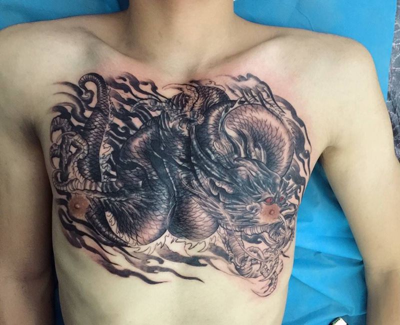 遮盖老龙头纹身图片