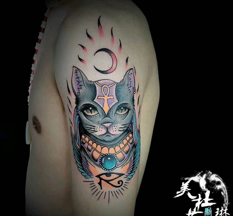 小琳作品 猫纹身图片_手臂纹身图案