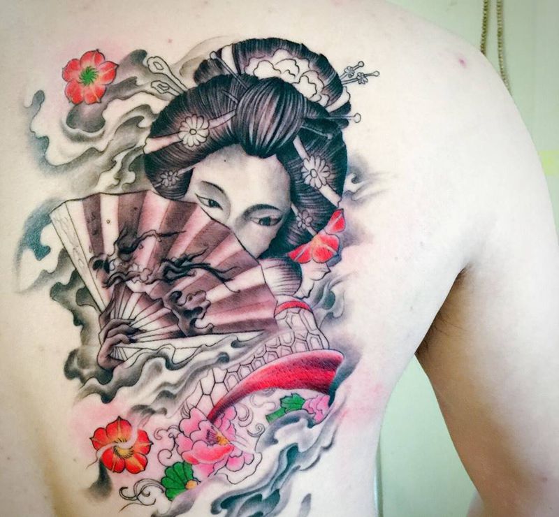 艺妓上色纹身图片