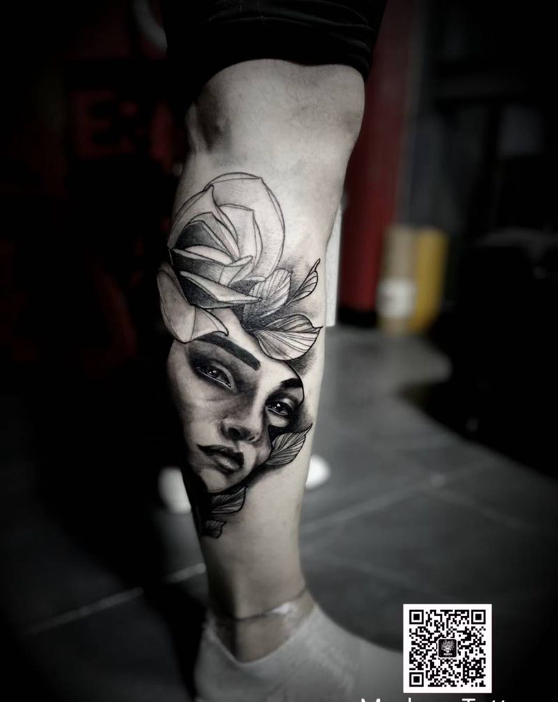 人物纹身图片_腿部纹身图案