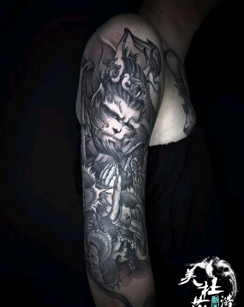 齐天大圣纹身图片_手臂纹身图案