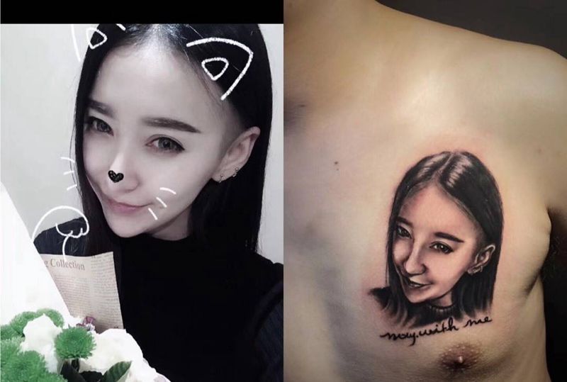 肖像纹身图片_成品胸部写实肖像人物纹身图案