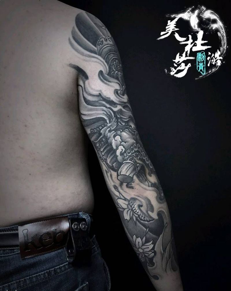 花臂象神纹身图片