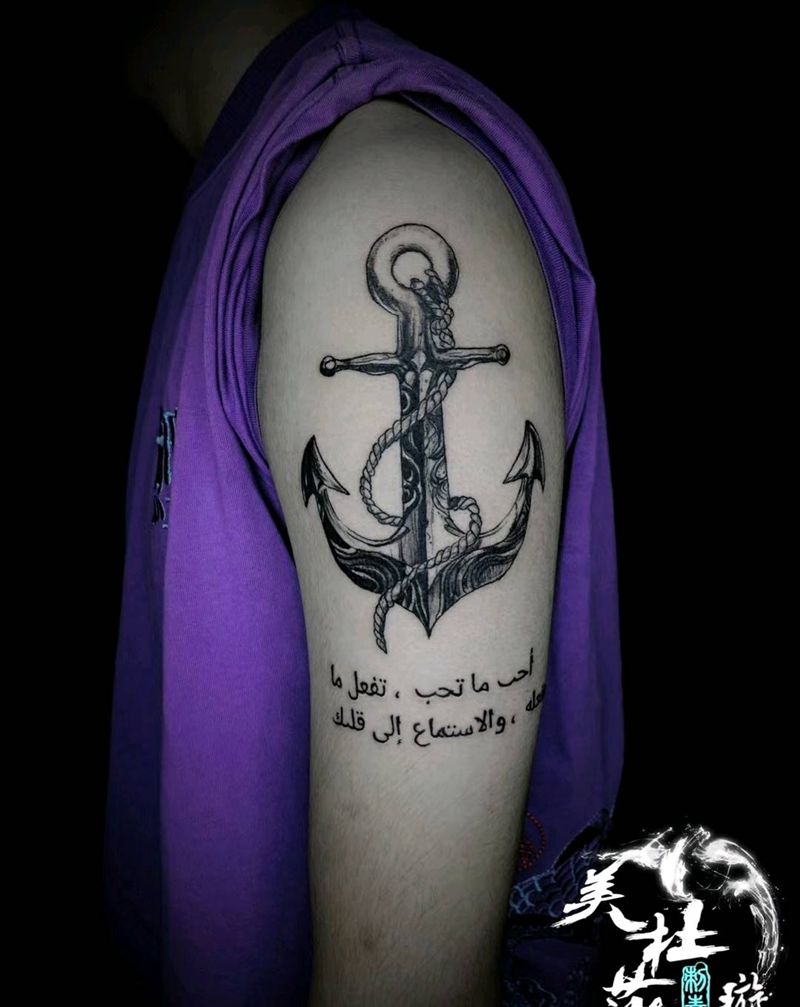 船锚纹身图片_手臂几何纹身图案