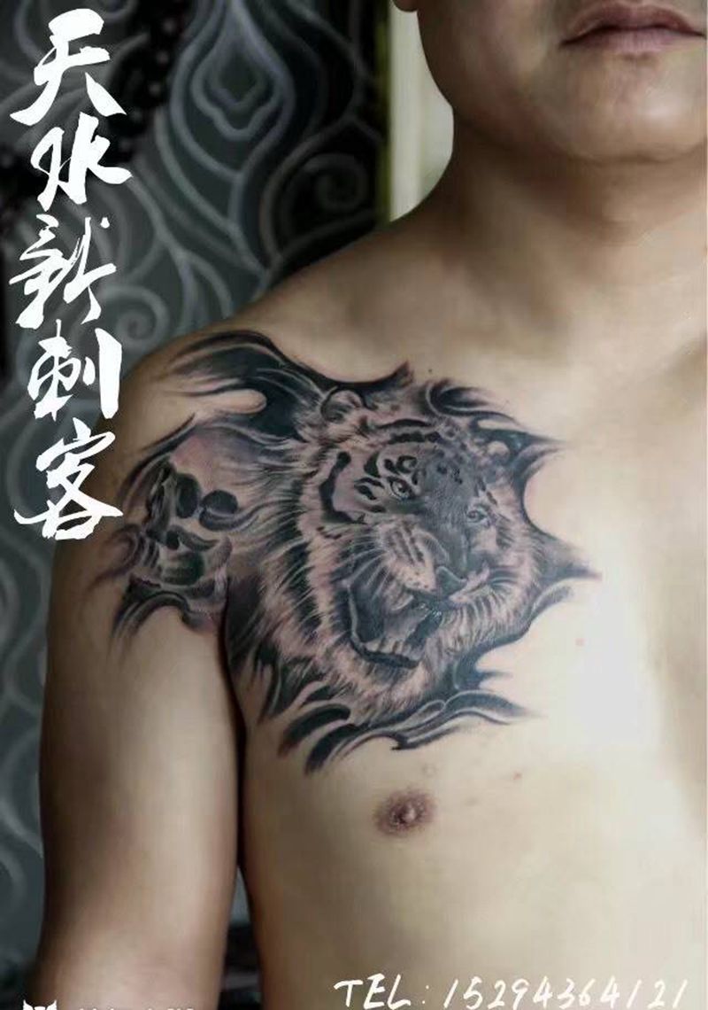 虎头纹身图片