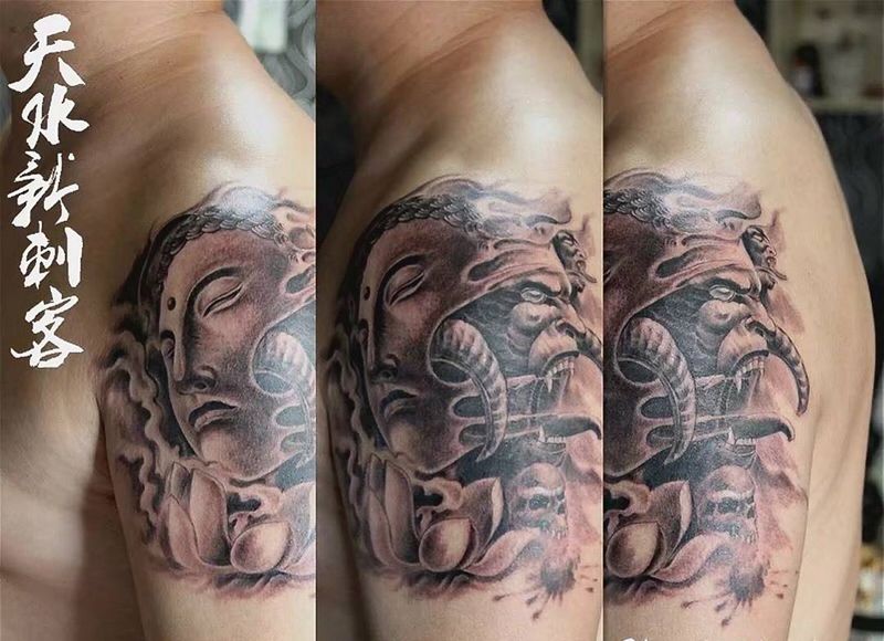佛与魔纹身图片