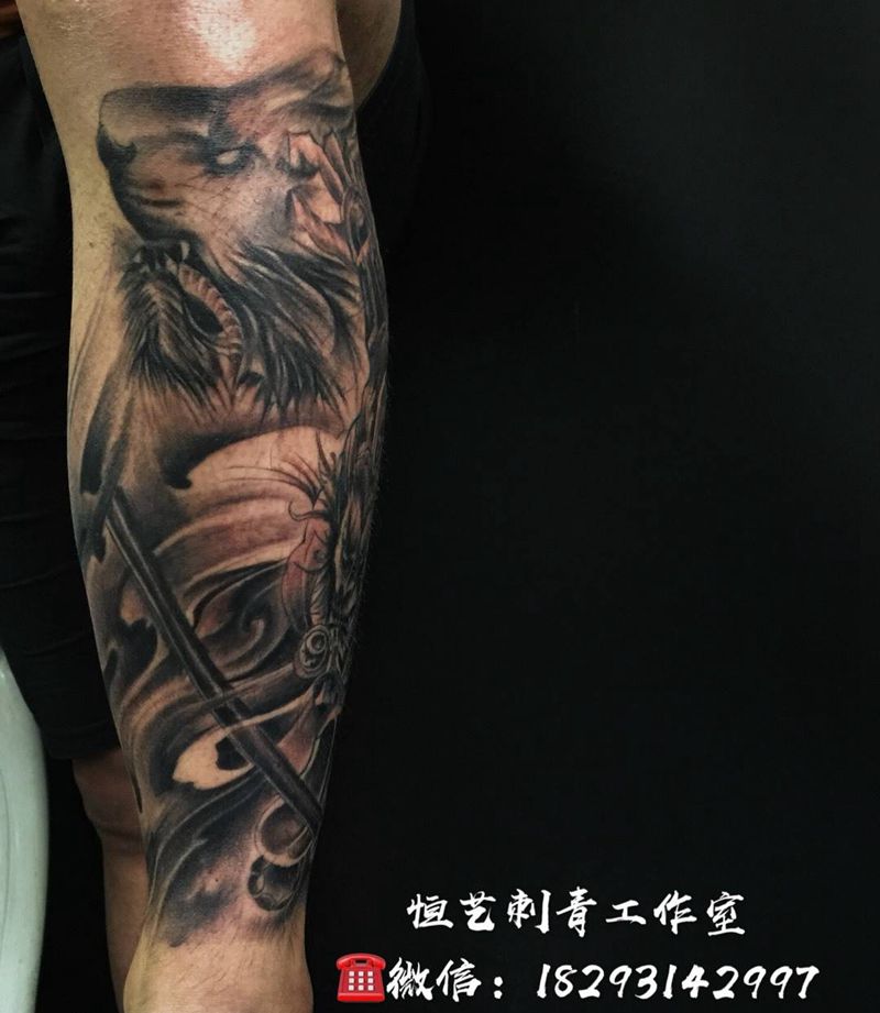 孙悟空包小腿纹身图片