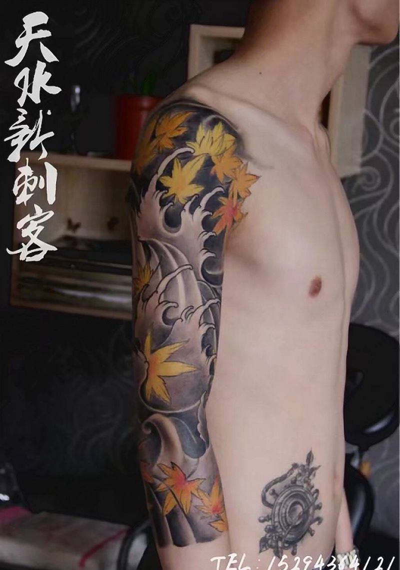 七分臂纹身图片