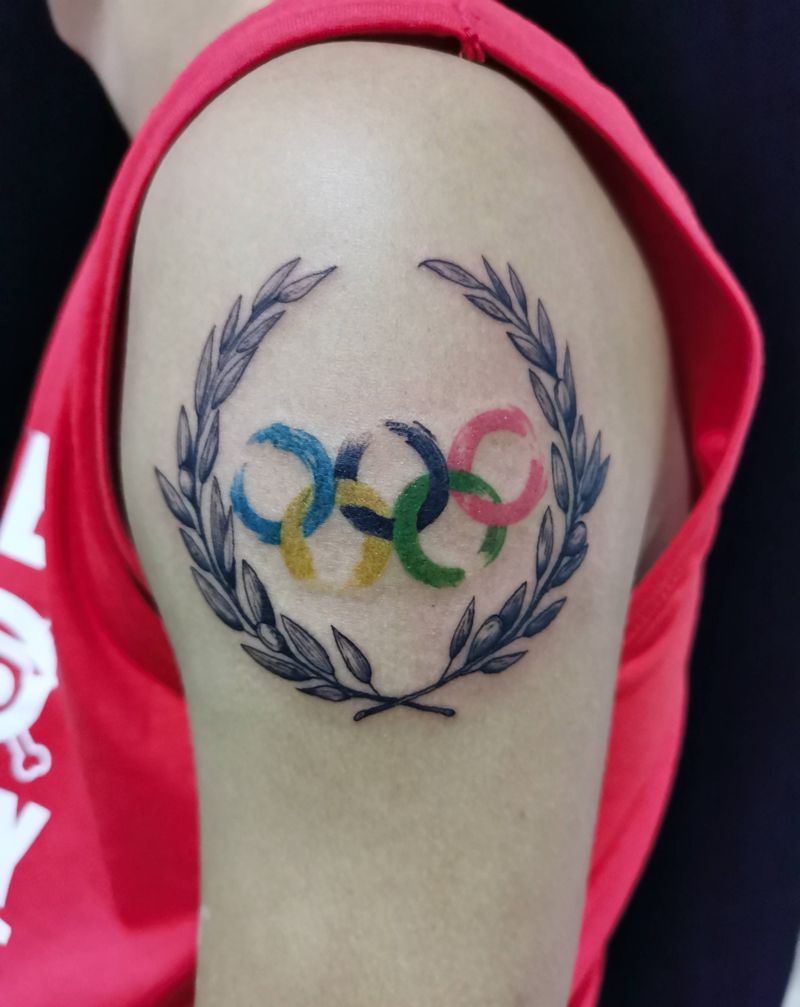 奥运五环纹身图片_手臂纹身图案