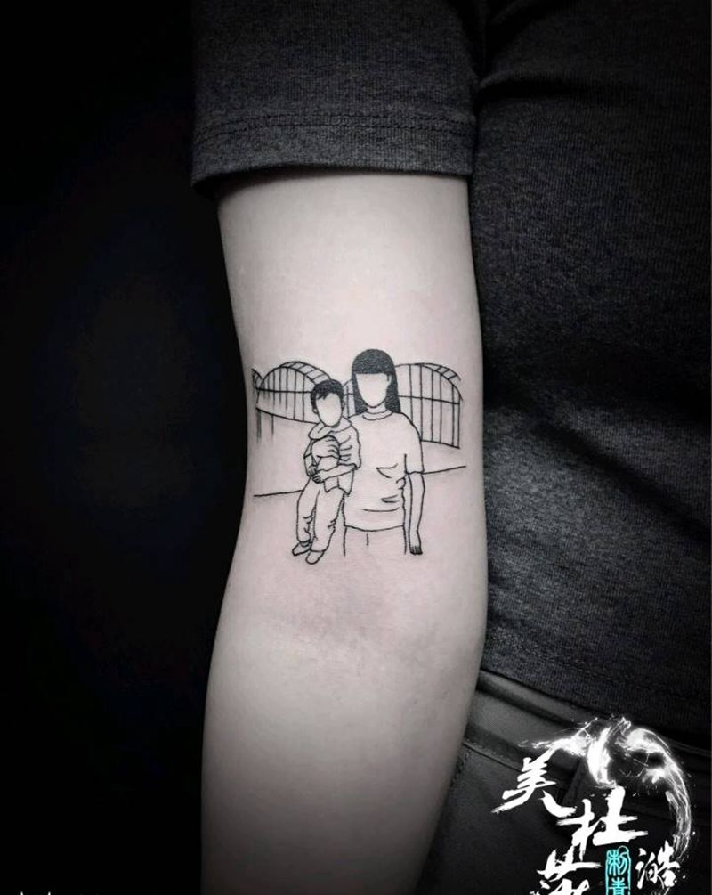 简笔肖像纹身图片