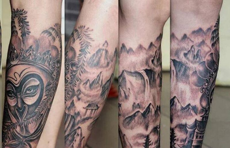 包小腿纹身图片