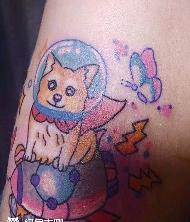 柯基小胖仔纹身图片_手臂New School纹身图案