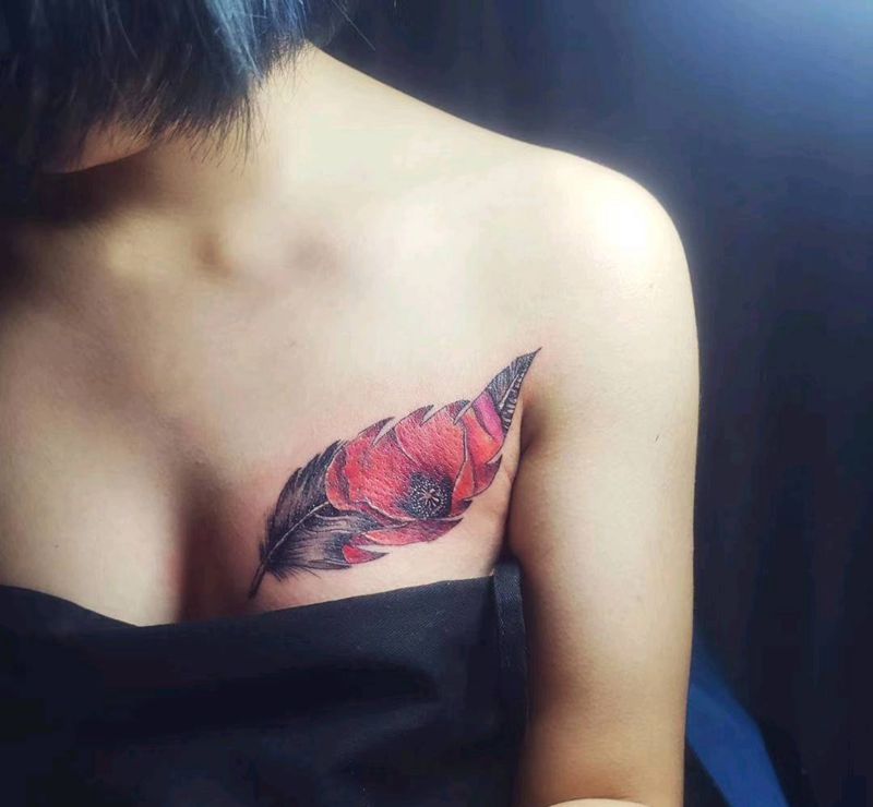 胸口遮盖纹身图片