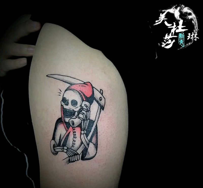 死神纹身图片_手臂New School纹身图案