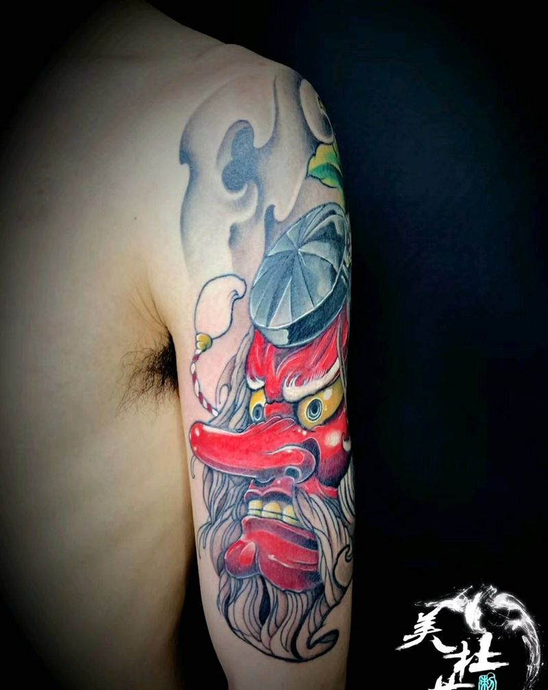 天狗纹身图片_手臂新传统纹身图案