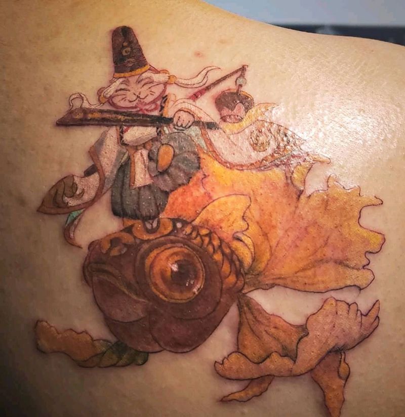 惠比寿纹身图片_肩部纹身图案