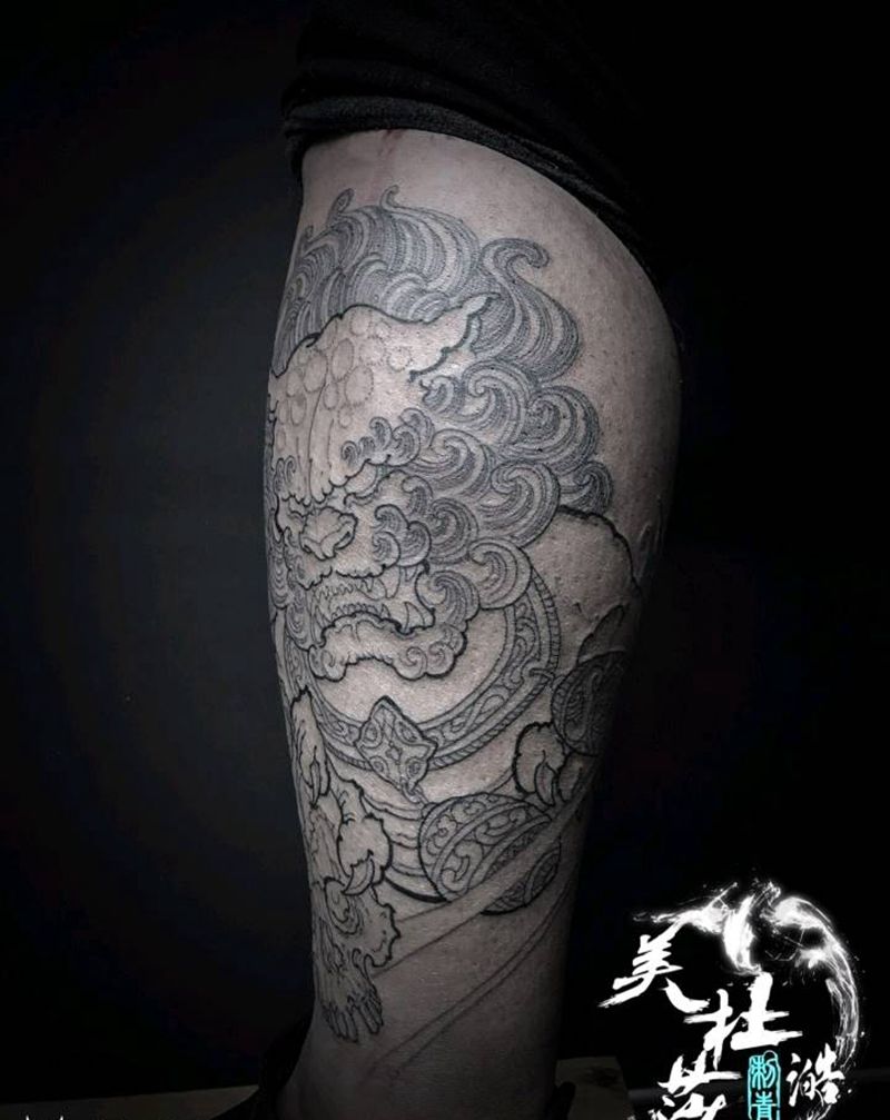 唐狮子纹身图片